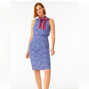 JCrew Blue Autumn Tweed Tie-neck Tank Dress Size 2P